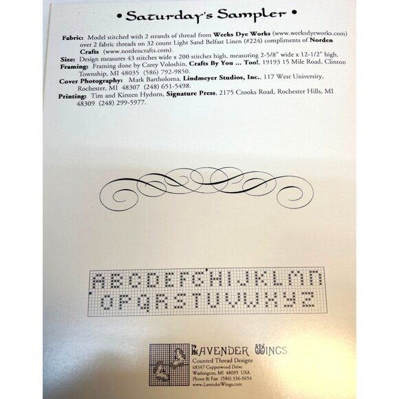 Cross Stitch Pattern "Saturdays Sampler" By Lavender Wings - Picture 3 of 3